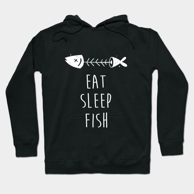 Eat Sleep Fish Funny Gift for Fisherman Ocean Fishing Lover Hoodie by CoolQuoteStyle
